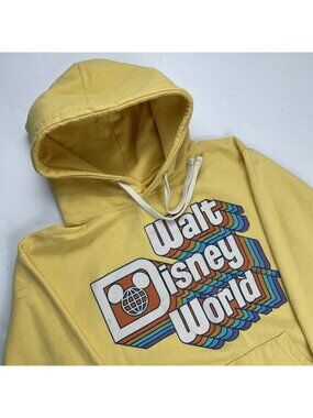 Walt Disney World Hoodie Sweatshirt Women’s S Retro Rainbow Spellout Pullover
